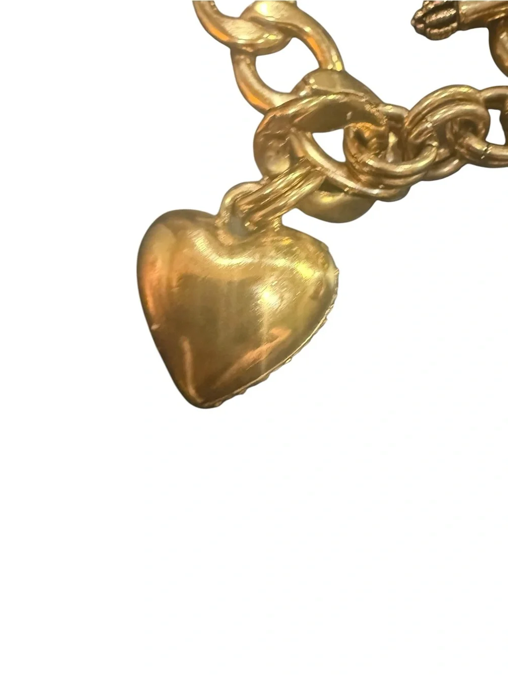 Juicy Couture Gold Tone Chunky Toggle Bracelet Pavé Crystal Heart Charm Y2K